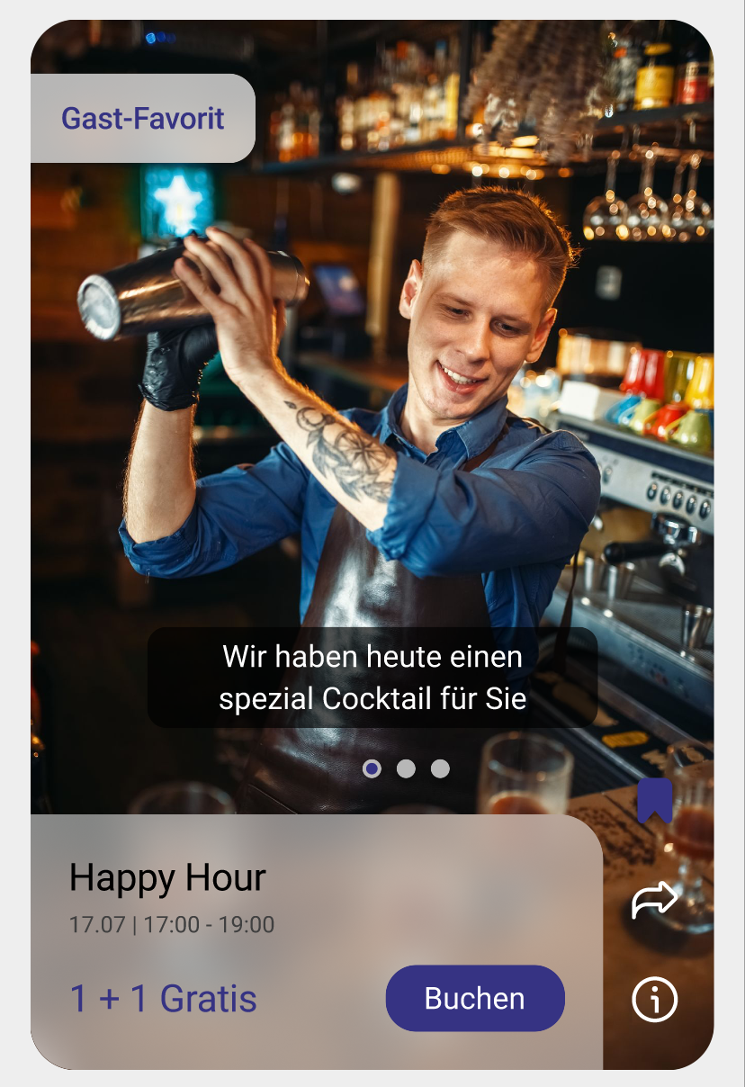 Happy Hour Angebot Beispiel in der Gäste App